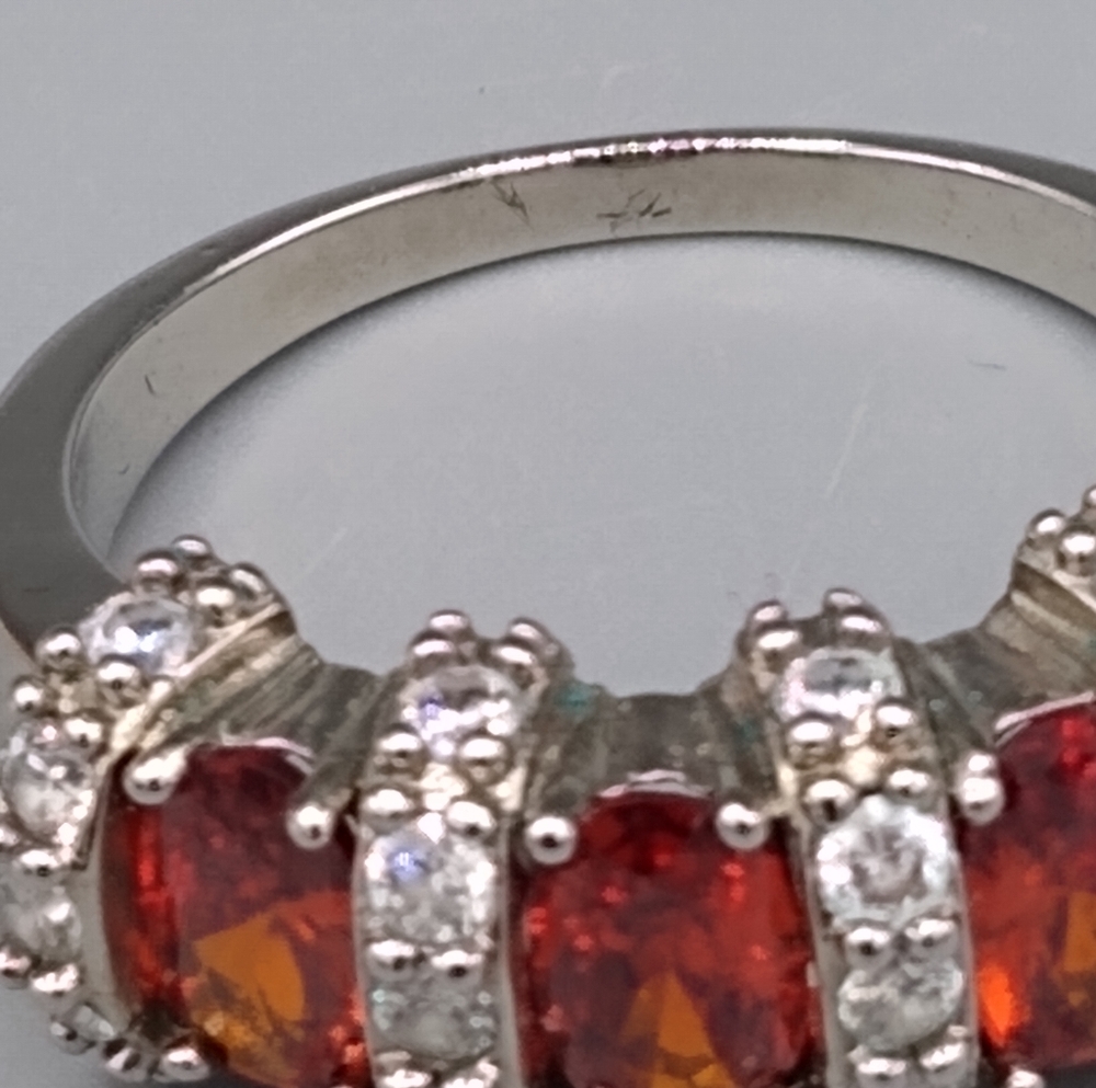 Silver Rhinestone Ruby Cocktail Promise Ring - Picture 4 of 9